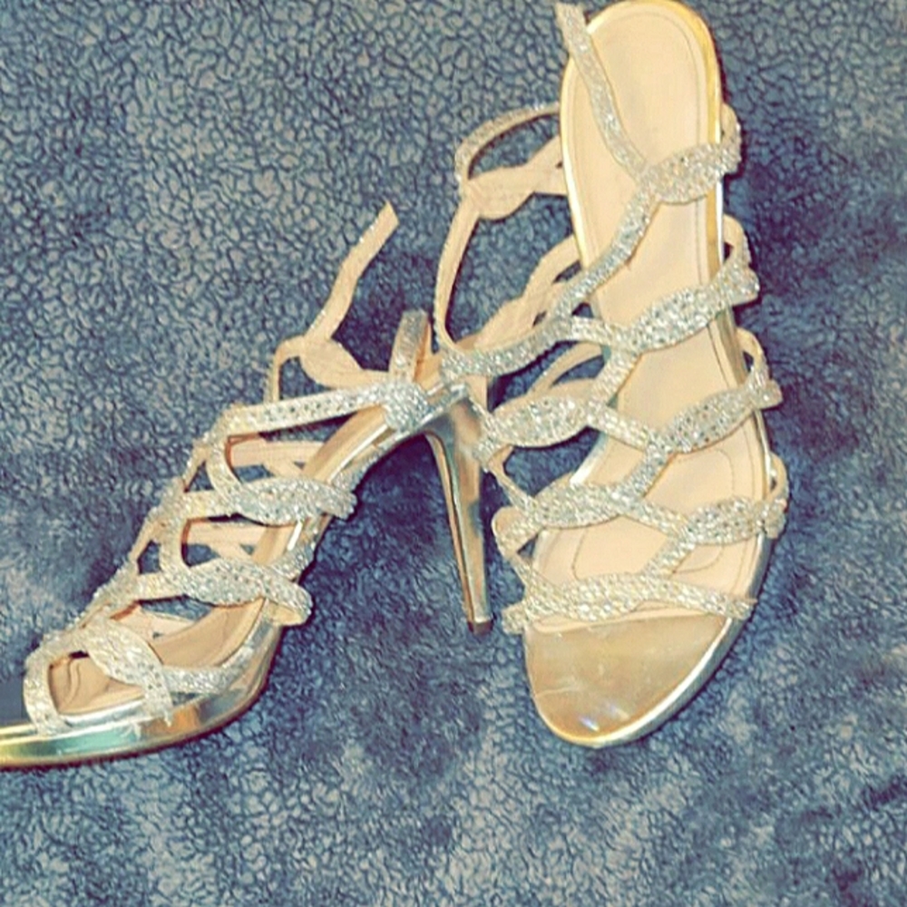 Silver and Rhinestone Heels